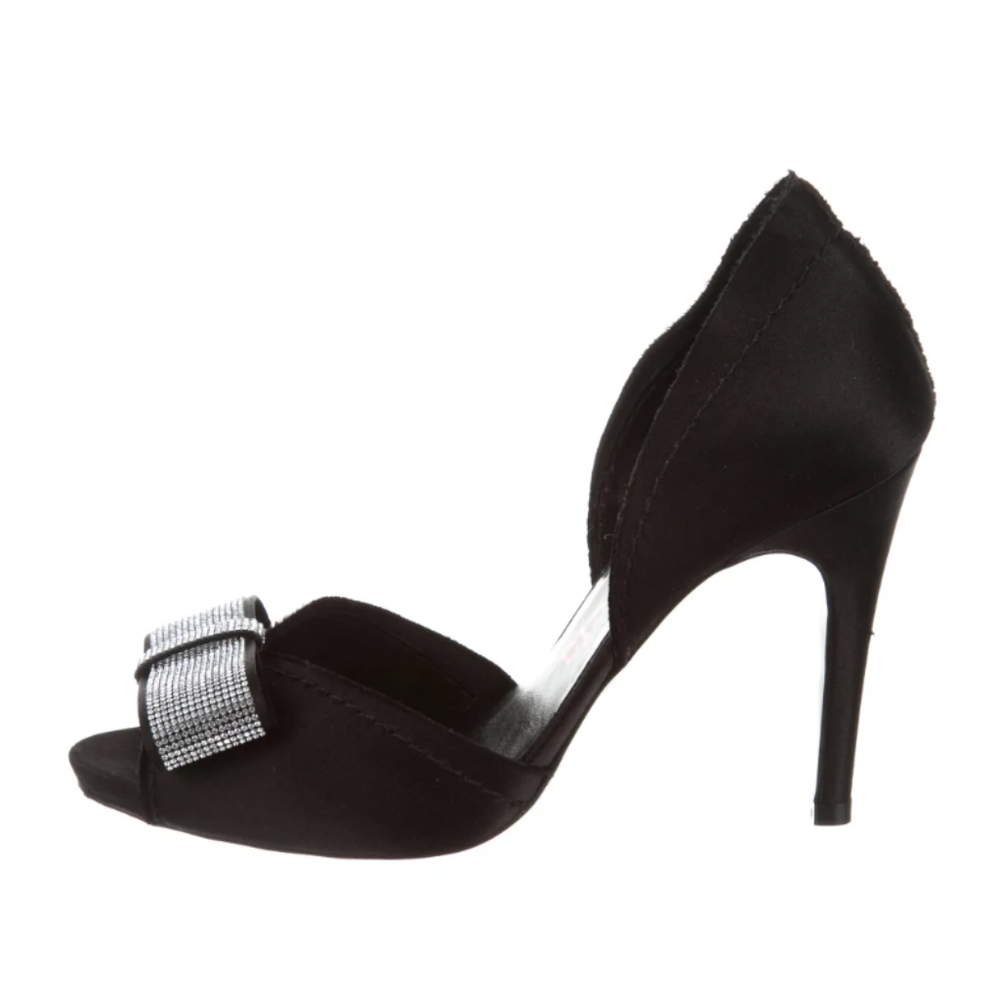PEDRO GARCIA Size 9.5 Black Open-Toe Stacy d'Orsay Pump Heels MSRP $550.00